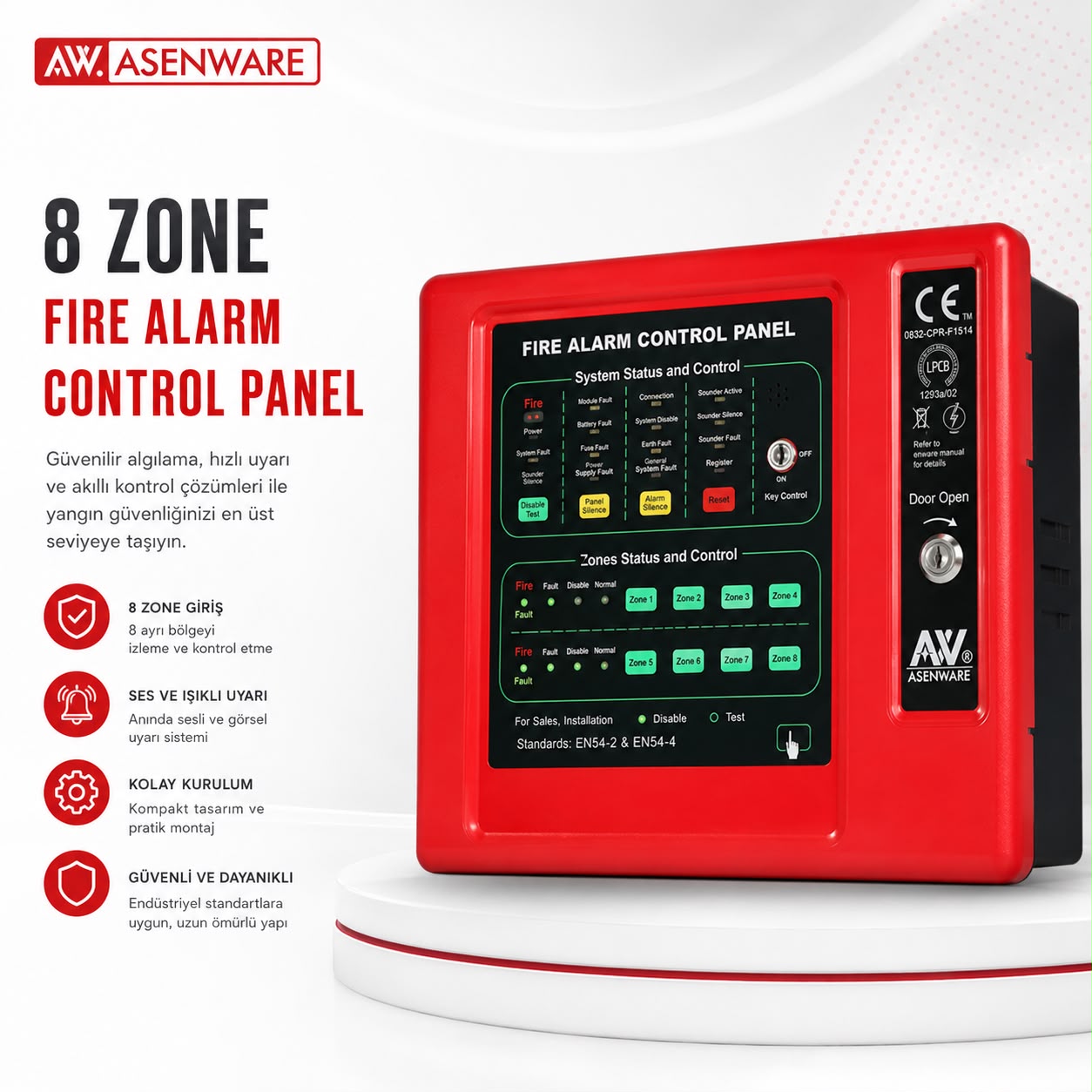 SECON SC-CFP2166-8 Zone Konvansiyonel Yangın Paneli
