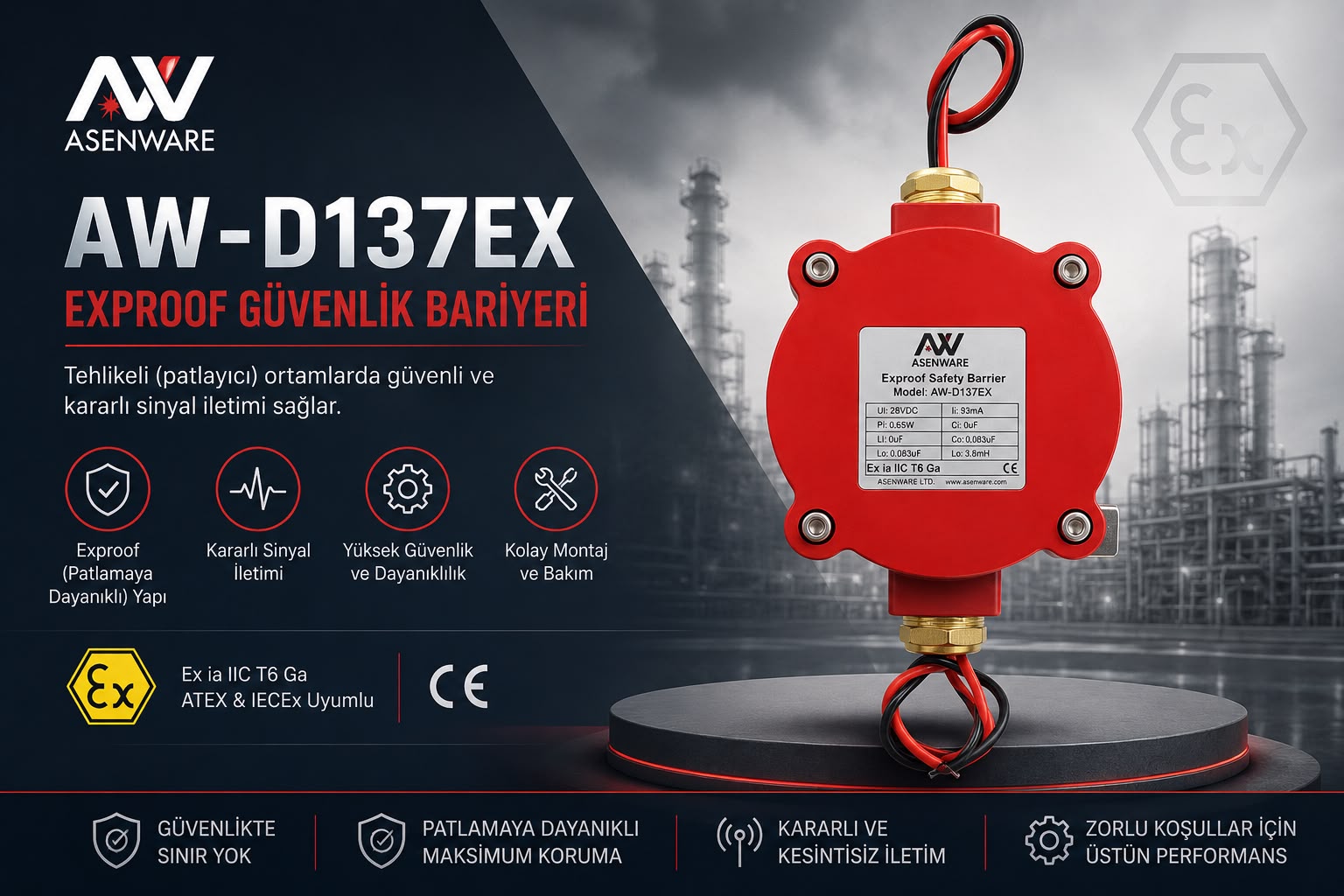 Asenware AW-D137EX Exproof Güvenlik Bariyeri